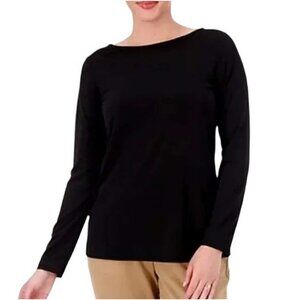 Susan Graver Modern Essentials Liquid Knit Ballet Neck Top LARGE (4411)